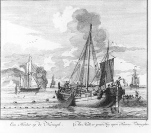 „Ein Hoeker im Fanggebiet“ (Nr. 8 aus der Serie Heringsfang) von Adolf van der Laan