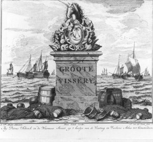 „Große Fischerei“ (Nr. 1 aus der Serie Heringsfang) von Adolf van der Laan