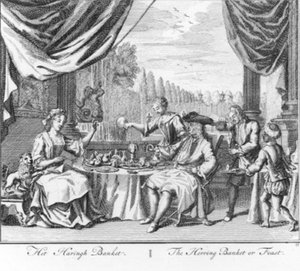 „Das Heringsbankett“ (Nr. 13 aus der Serie Heringsfang) von Adolf van der Laan