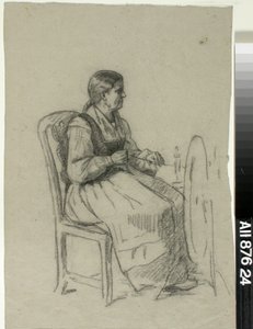 Spinnende Frau von Adolf von Becker