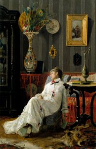 Das Nickerchen. Gemälde von Adolfo Belimbau (1845-1938)