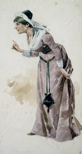 Kostümentwurf von Adolf Hohenstein (1854-1928) für die Premiere der Oper Falstaff von Giuseppe Verdi (1813-1901), aufgeführt im Teatro alla Scala in Mailand, 9. Februar