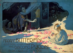 Plakat für die Oper „Madame Butterfly“ von Giacomo Puccini