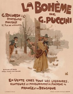 Plakat für die Oper La Bohème von Giacomo Puccini, 1895 von Adolfo Hohenstein