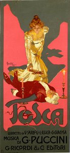 Plakat im Liberty-Stil für die Oper „La Tosca“ von Giacomo Puccini (1858-1924)