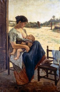 Mutterschaft, von Adolfo Tommasi (1851-1933), Öl auf Leinwand von Adolfo Tommasi