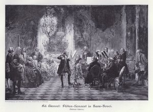 Flötenkonzert im Schloss Sanssouci, Potsdam, Preußen von Adolph Friedrich Erdmann von (after) Menzel