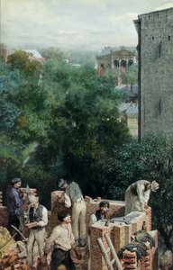 Maurer auf einer Baustelle, 1875