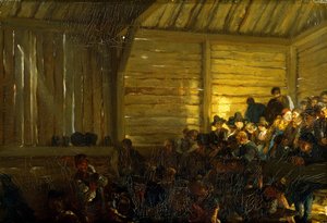 Bauerntheater in Tirol, 1859 von Adolph Menzel