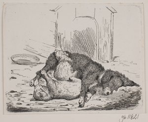 Kettenhund mit Welpe von Johan Adolph Kittendorff