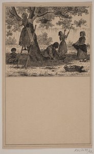 Unter dem Apfelbaum. Nr. 21 in Chr. Winther und M. Rørbye, "25 Bilder für kleine Kinder" von Johan Adolph Kittendorff