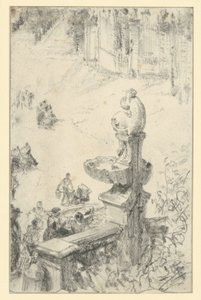 Barocker Brunnen in Dresden (?) von Adolph Menzel