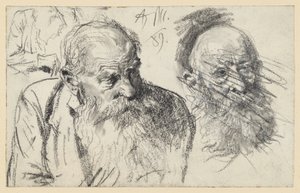 Brustbild eines alten bärtigen Mannes und Kopf eines alten bärtigen Mannes (verworfen) von Adolph Menzel