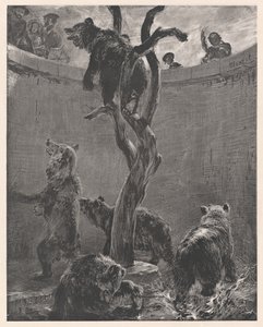 Der Bärenzwinger im zoologischen Garten von Adolph Menzel