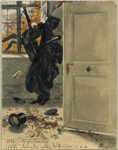Der Tod als ungebetener Gast. 1844: Perfectum; 1845: Immerdar solche Verteidiger, usw. von Adolph Menzel