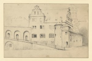 Kanzleihaus in Dresden vom Stallhof gesehen von Adolph Menzel