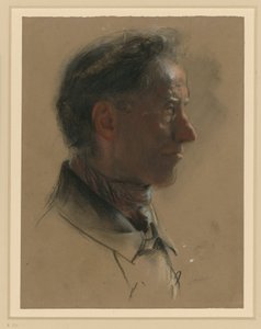 Männlicher Kopf nach rechts von Adolph Menzel