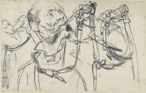 Modell, das Jagdhorn zur Smaragd-Jagdwaffengarnitur Johann Georgs I. von Sachsen blasend, in drei Ansichten, Historisches Museum, Dresden