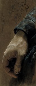 Meine rechte Hand, gezeichnet mit meiner linken Hand, 1848 von Adolph Menzel