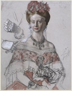 Prinzessin Alexandrine von Preußen, Porträtstudie zum Gemälde "Die Krönung Wilhelms I. in Königsberg" von Adolph Menzel