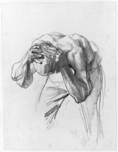 Sich waschender Arbeiter. Studie zum "Eisenwalzwerk. Moderne Zyklopen" von Adolph Menzel