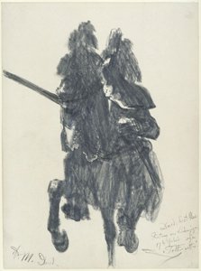 "Todtenritter". Reiterfigur mit Turnierharnisch vom Ende des 16. Jh. und Lanze im Historischen Museum in Dresden von Adolph Menzel