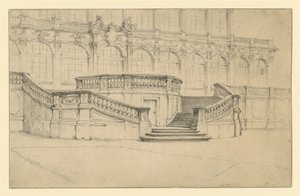 Treppenaufgang zum Mathematisch Physikalischen Salon im Zwinger in Dresden von Adolph Menzel