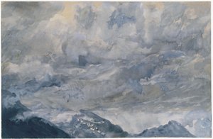 Wolkenhimmel über Bergspitzen von Adolph Menzel