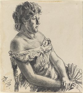 Frau im Hofkleid von Adolph Menzel