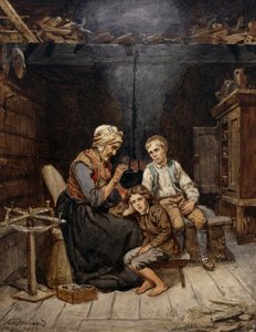 Großmutter erzählt ein Märchen von Adolph Tidemand
