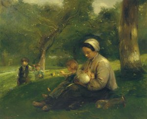 Mère et ses enfants au Saint-Siméon: die liebevolle Mutter von Adolphe Felix Cals