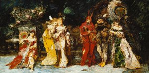 Figuren auf einem Deck mit Faust und Mephisto; Personnages sur une Terrasse avec Fauste et Mephisto, ca. 1875-1880