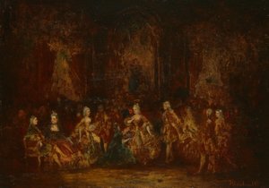 Personen in Louis XV Kostümen von Adolphe Joseph Thomas Monticelli