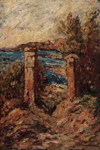 Portal von Cassis, Landschaft am Meer Gemälde von Adolphe Monticelli (1824-1886) Dim 45x30 cm Musée Grobet-Labadie von Adolphe Joseph Thomas Monticelli