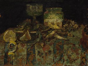 Stillleben: Austern, Fisch, ca. 1880 von Adolphe Joseph Thomas Monticelli