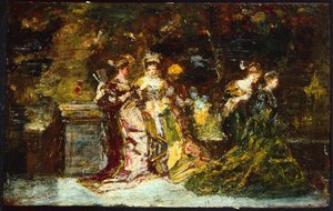 Frauen in einem Park, ca. 1858 von Adolphe Joseph Thomas Monticelli