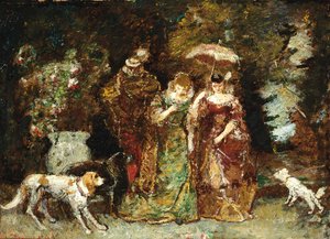 Eine Versammlung im Wald von Adolphe Joseph Thomas Moticelli