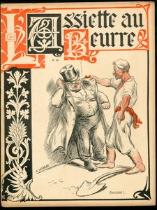 Titelblatt von „Der Butterteller“, Nummer 21, Satirisch in Farben von Adolphe Leon Willette