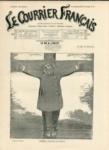 Cover von „The Courier francais“, Nummer 47, Satirisch in Schwarz-Weiß von Adolphe Leon Willette