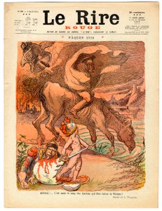 Cover von „Das Rote Lachen“, Satirisch in Farben von Adolphe Leon Willette