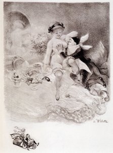 Völlerei - Zeichnung von Willette