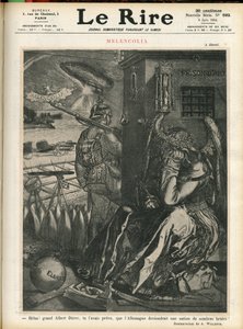 Illustration von Adolphe dit Willette (1857-1926) für das Cover von Le Lire, 06/06/14 - „Ach, großer Albrecht Dürer, du hast vorausgesagt, dass Deutschland ein Land der dunklen Barbaren werden würde!“ - Melancholie - Krieg, Deutschland Preußen - Dürer von Adolphe Leon Willette