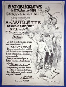 Plakat zur Förderung der Wahl des Künstlers bei den Parlamentswahlen im September 1889