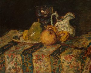 Stillleben mit Obst und Weinkrug, 1874 von Adolphe Monticelli