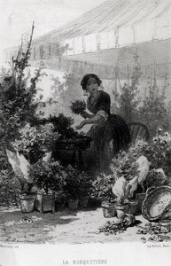 Die Blumenverkäuferin, Mitte des 19. Jahrhunderts von Adolphe Mouilleron