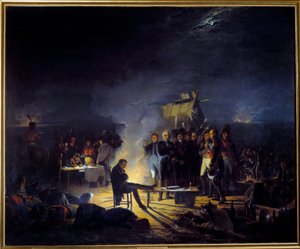 Biwak von Napoleon I. auf dem Schlachtfeld von Wagram (5.-6. Juli) von Adolphe Roehn