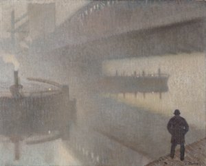 Unter der Windsor-Brücke am Irwell, Manchester von Adolphe Valette