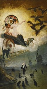Abschied vom 19. Jahrhundert. Entwurf für die Dekoration des Kabarettlokals Le Chat Noir in M von Adolphe Leon Willette