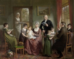 Porträt der Familie von Adrianus Bonebakker mit Dirk L. Bennewitz von Adriaan de Lelie (signed by artist)