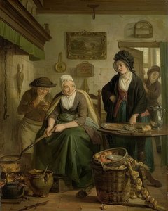 Frau beim Backen von Pfannkuchen